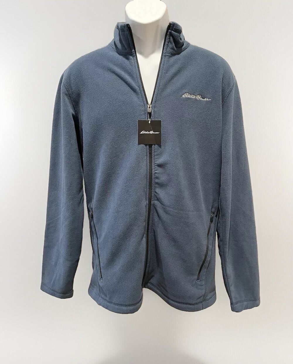 NWT Eddie Bauer Men's Quest Fleece Full Zip Pullover Blue Gray Small MSRP $70